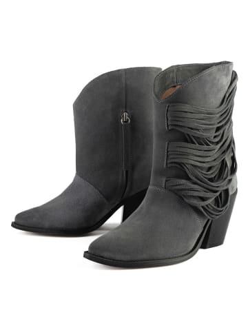 loft37 Leder-Stiefeletten "One Of The Girls" in Grau