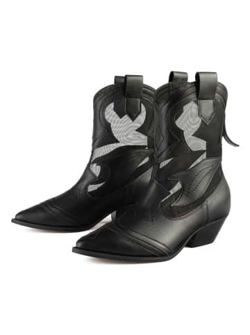 loft37 Leder-Cowboy-Boots "Out Of Time" in Schwarz