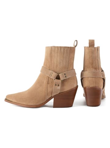 loft37 Leder-Stiefeletten in Beige