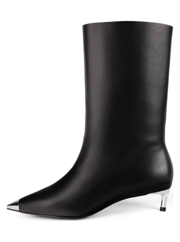 loft37 Skórzane botki w kolorze czarnym