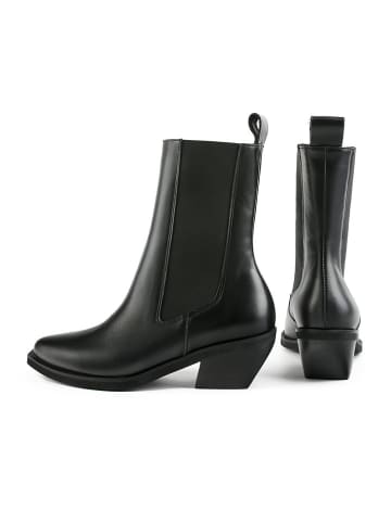 loft37 Leder-Chelsea-Boots "Round The World" in Schwarz