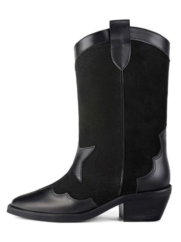 loft37 Leder-Cowboy-Boots in Schwarz