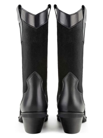 loft37 Skórzane kowbojki w kolorze czarnym