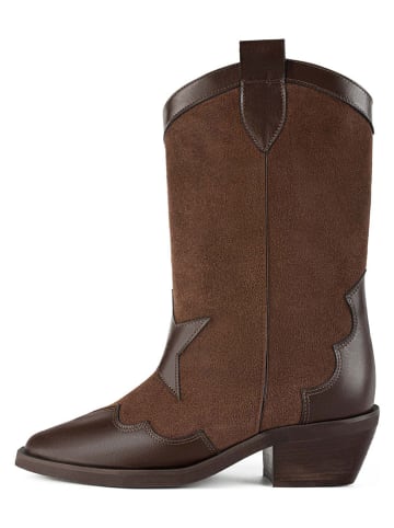 loft37 Leder-Cowboy-Boots in Braun