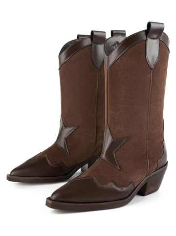 loft37 Leder-Cowboy-Boots in Braun