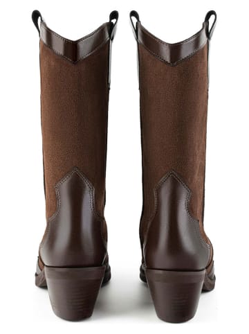 loft37 Leder-Cowboy-Boots in Braun
