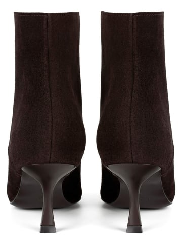 loft37 Skórzane botki w kolorze brązowym