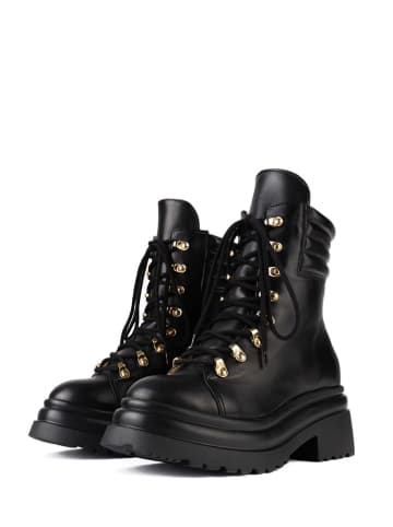 loft37 Skórzane botki w kolorze czarnym