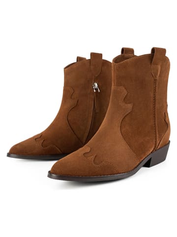 loft37 Leder-Cowboy-Boots in Hellbraun