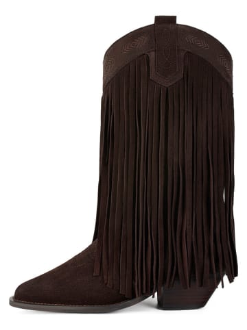 loft37 Skórzane kowbojki w kolorze brązowym