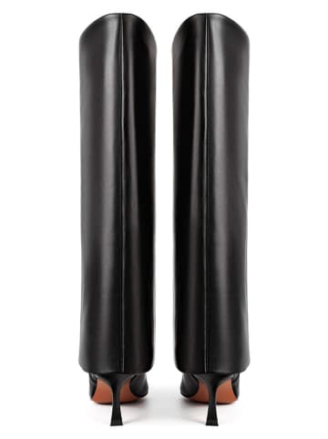 loft37 Skórzane kozaki w kolorze czarnym