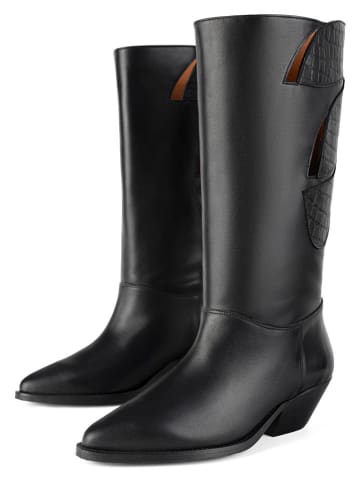 loft37 Leder-Cowboystiefel in Schwarz
