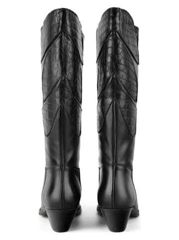 loft37 Leder-Cowboystiefel in Schwarz