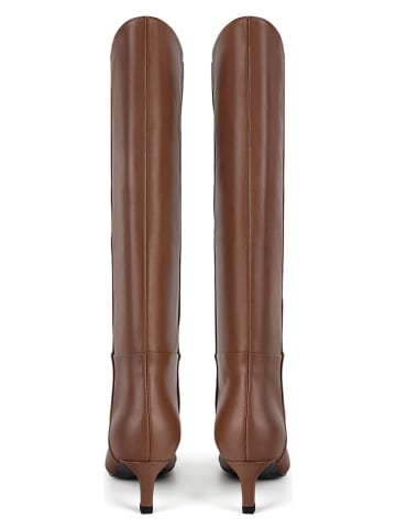 loft37 Skórzane kozaki w kolorze jasnobrązowym