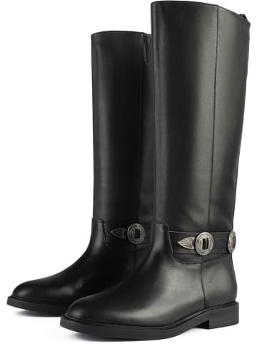 loft37 Skórzane kozaki "Just Like That" w kolorze czarnym