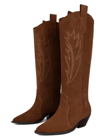 loft37 Skórzane kowbojki w kolorze jasnobrązowym