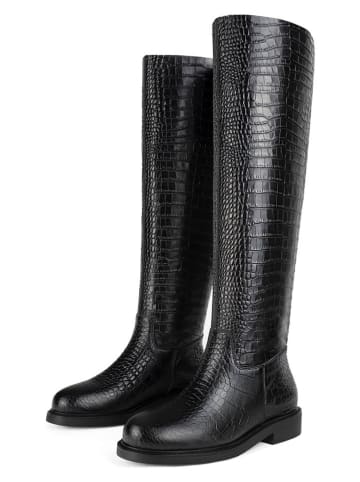 loft37 Leder-Stiefel in Schwarz