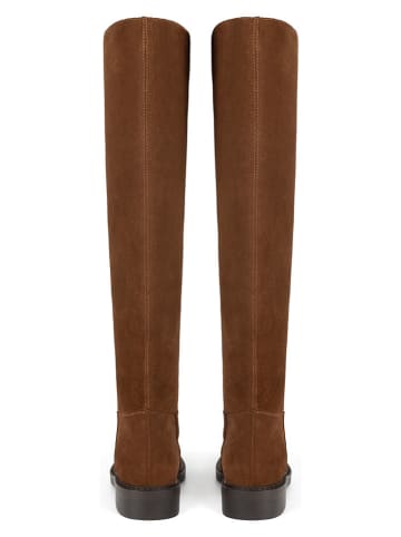 loft37 Skórzane kozaki w kolorze jasnobrązowym