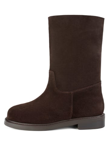 loft37 Skórzane botki w kolorze brązowym