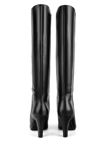 loft37 Skórzane kozaki w kolorze czarnym