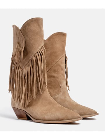 loft37 Skórzane kowbojki w kolorze jasnobrązowym