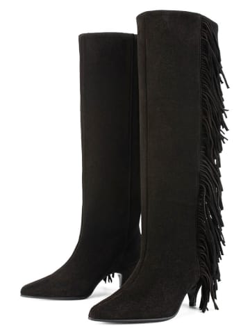 loft37 Leder-Stiefel in Schwarz