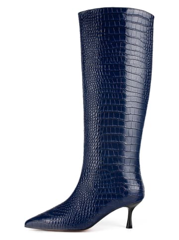 l37 Leren laarzen donkerblauw