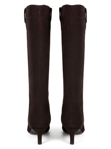 loft37 Skórzane kozaki w kolorze brązowym