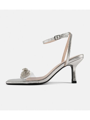 loft37 Leder-Sandaletten in Silber