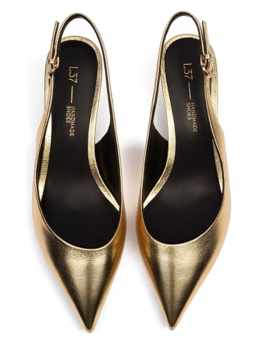 loft37 Leder-Slingpumps in Gold