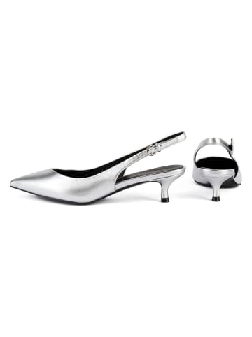 loft37 Leder-Slingpumps in Silber