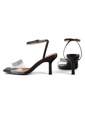 loft37 Skórzane sandały w kolorze czarnym