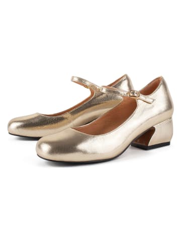 loft37 Leder-Spangenpumps in Gold