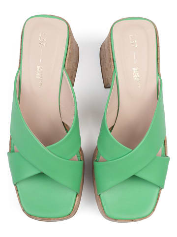 loft37 Leder-Pantoletten in Grün