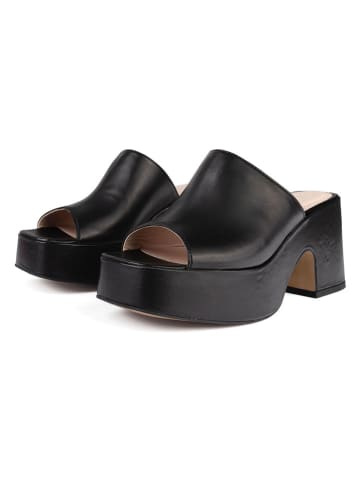 loft37 Leder-Pantoletten in Schwarz