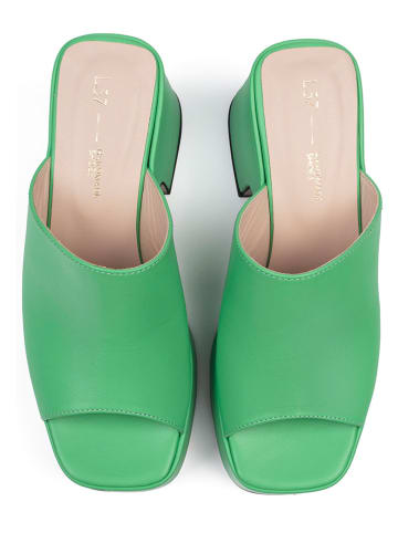 loft37 Leder-Pantoletten in Grün