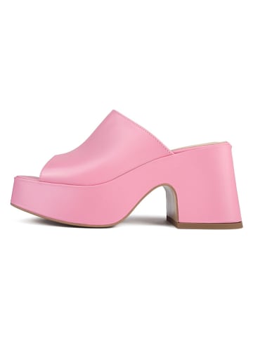 loft37 Skórzane klapki w kolorze jasnoróżowym