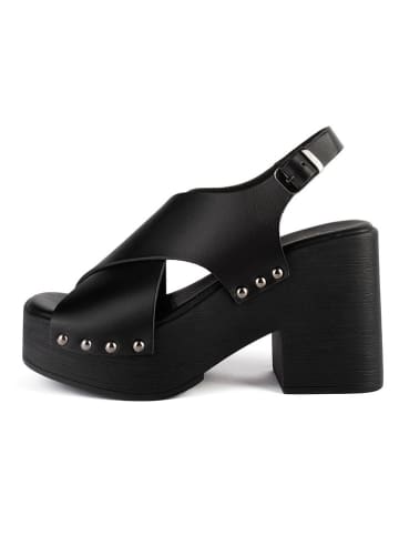 loft37 Skórzane sandały w kolorze czarnym