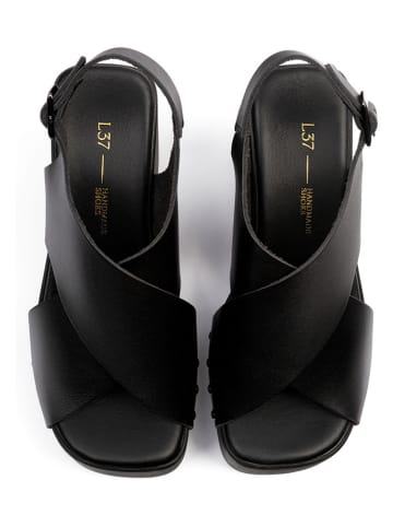 loft37 Leder-Sandaletten in Schwarz