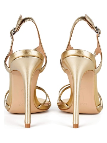 loft37 Skórzane sandały w kolorze złotym