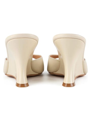 loft37 Leder-Pantoletten in Beige