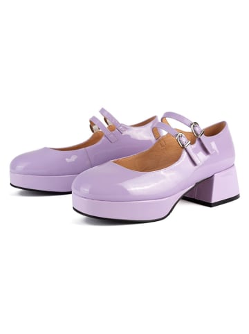 loft37 Leder-Spangenpumps in Lila