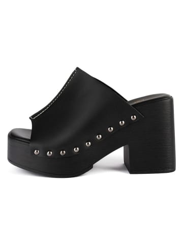 loft37 Skórzane klapki w kolorze czarnym