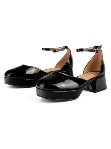 loft37 Leder-Spangenpumps in Schwarz