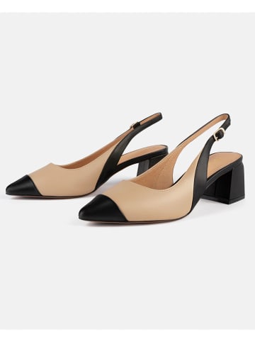 loft37 Leder-Slingpumps "Vancouver" in Beige/ Schwarz