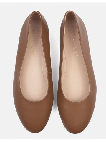 loft37 Skórzane baleriny w kolorze jasnobrązowym