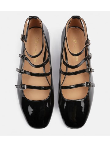 loft37 Leder-Spangenballerinas "Cheers" in Schwarz