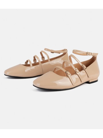 loft37 Leder-Spangenballerinas "Cheers" in Beige