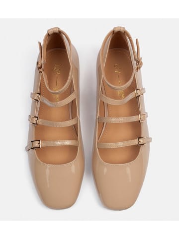 loft37 Leder-Spangenballerinas "Cheers" in Beige