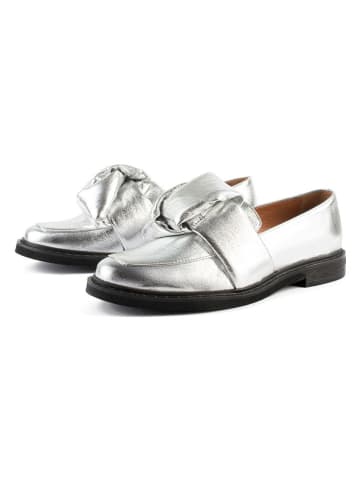 loft37 Leder-Mokassins "Cross The Line" in Silber